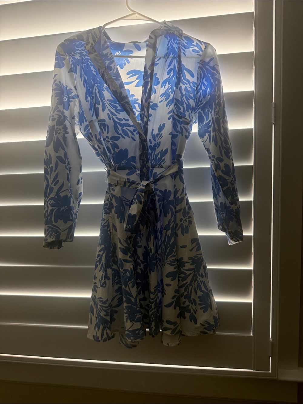 a new day Blue and White Floral Wrap Dress with Tie Waist